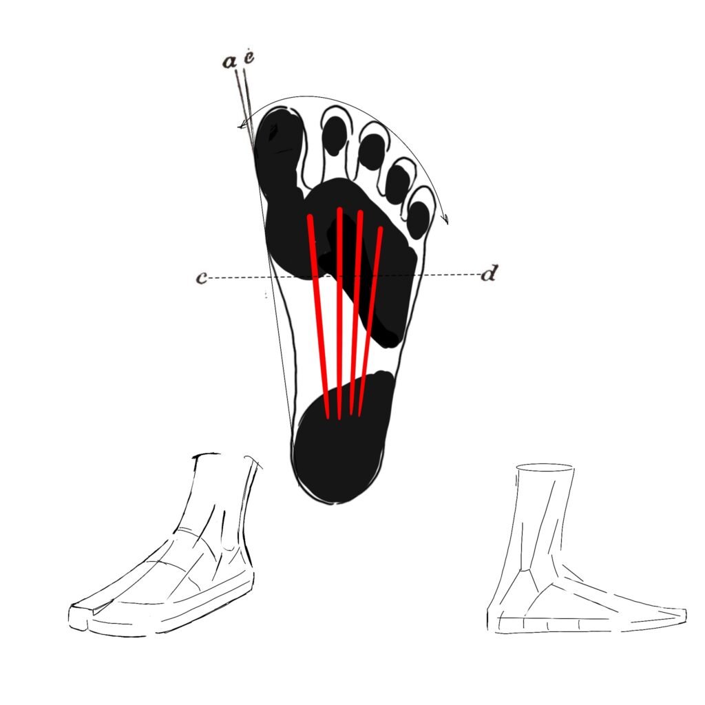 Hand-drawn footwear design sketch, concept study