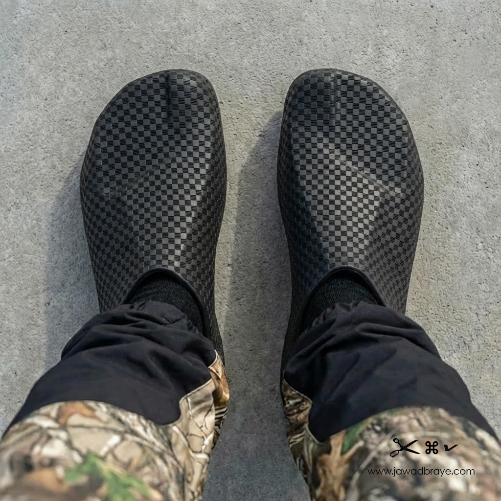 AI-rendered footwear design concept, top view study